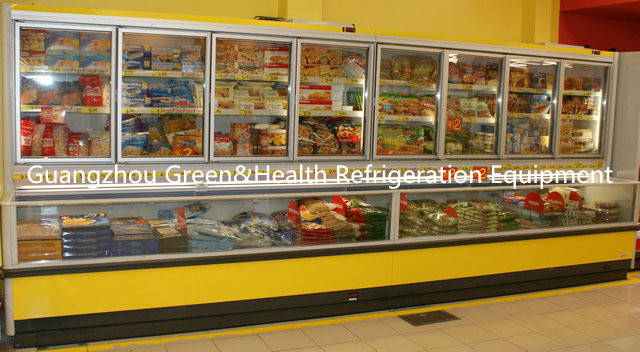 De Vertoningsdiepvriezer Hoge Showcas van de supermarktcombinatie - dichtheid