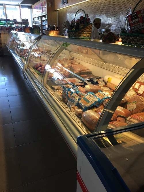 R134 de Gebogen de Vertoningsijskast van de Glasdelicatessenwinkel/Showcase van de Voedselvertoning 1