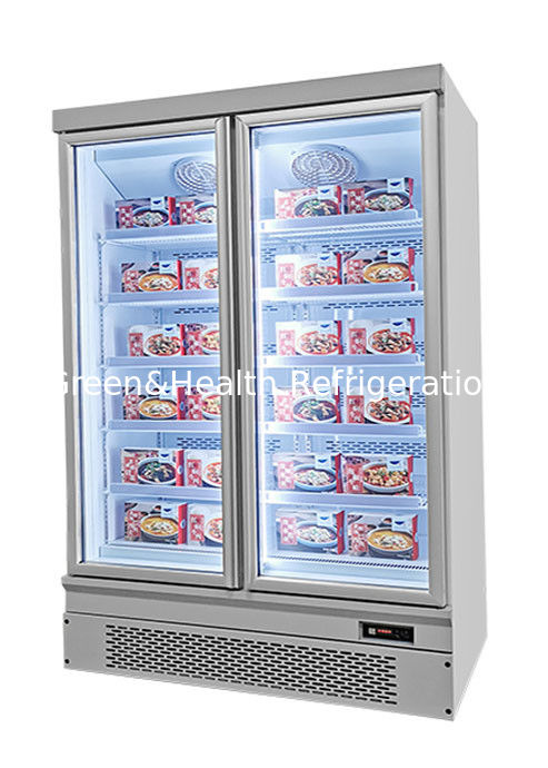 Energiebesparende rechtopstaande voedselvitrinevriezer met ventilatorkoeling en verstelbare planken voor supermarkten