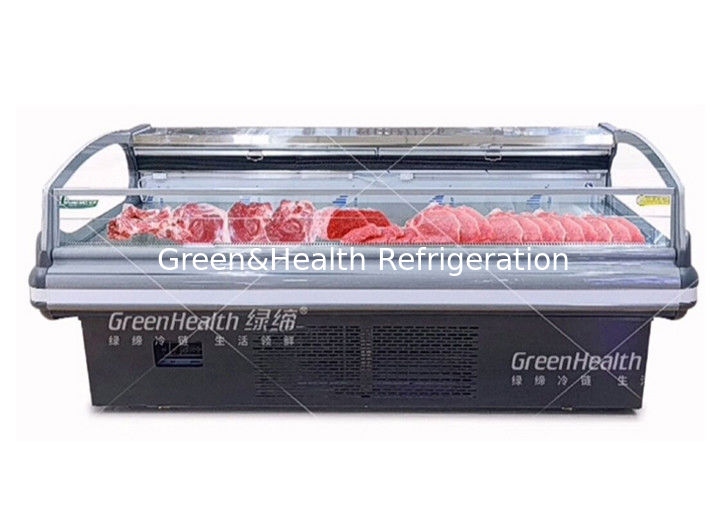 Commerciële vleesdisplaykoelmachine met dynamische koeling LED-verlichting en Danfoss/Secop-compressoren voor supermarkten