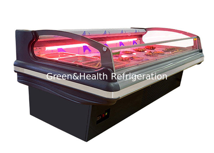 Commerciële vleesdisplaykoelmachine met dynamische koeling LED-verlichting en Danfoss/Secop-compressoren voor supermarkten