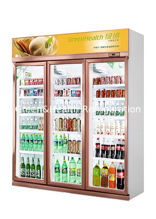 Aangepaste 1 2 3 Glazen Deuren Chiller Voor Displays Geen Mist Koud Drankje Commerciële Koelkast