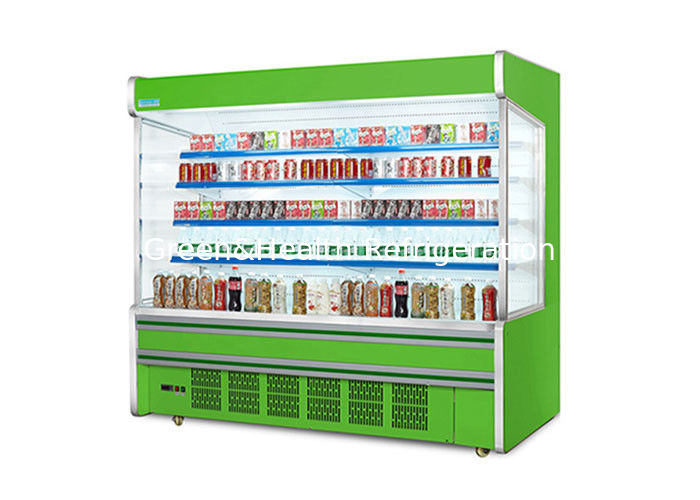 Commerciële open koelmachine met dynamische koeling, verstelbare planken en LED-verlichting voor supermarkten