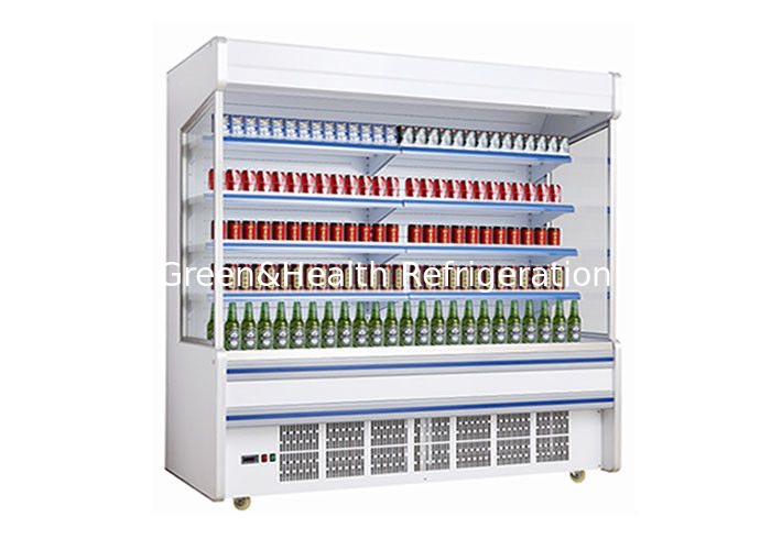 Commerciële open koelmachine met dynamische koeling, verstelbare planken en LED-verlichting voor supermarkten