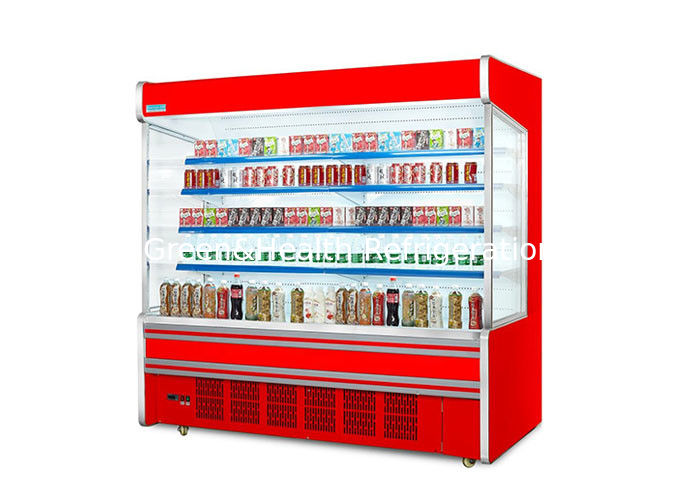 Commerciële open koelmachine met dynamische koeling, verstelbare planken en LED-verlichting voor supermarkten
