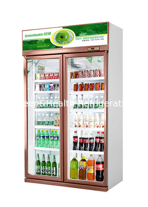 Verticale glazen deuren koelkast Commerciële drankkoeler voor winkels / restaurants en cafés