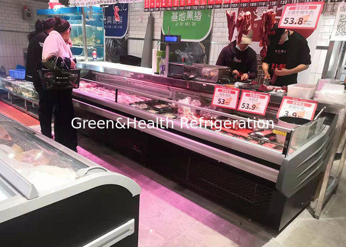 Refrigeratie van hypermarkten Open type toonbank 2,5M Vris vlees display vriezer