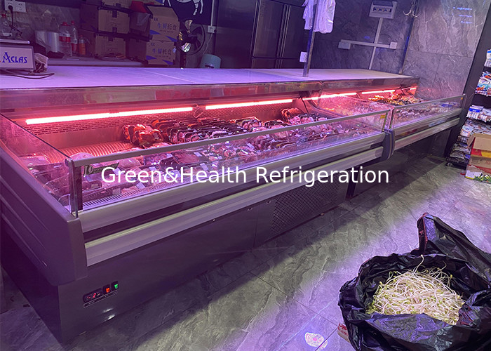 Refrigeratie van hypermarkten Open type toonbank 2,5M Vris vlees display vriezer