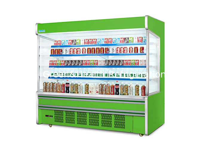 Multideck open koeler van roestvrij staal met energiebesparend nachtgordijn en automatische slimme ontdooiing voor supermarkten