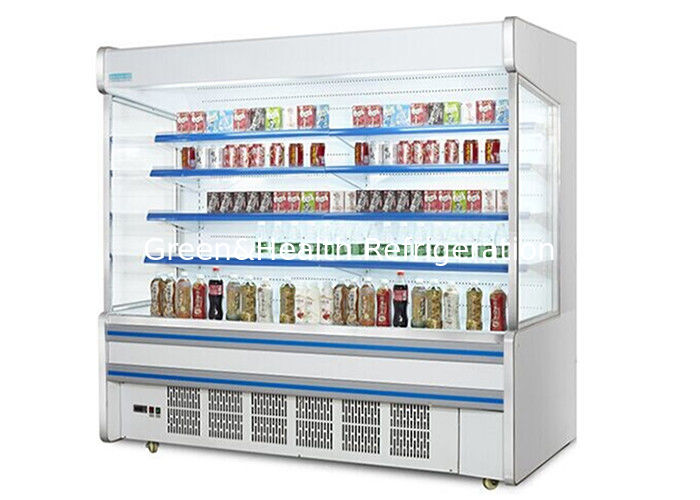 Multideck open koeler van roestvrij staal met energiebesparend nachtgordijn en automatische slimme ontdooiing voor supermarkten