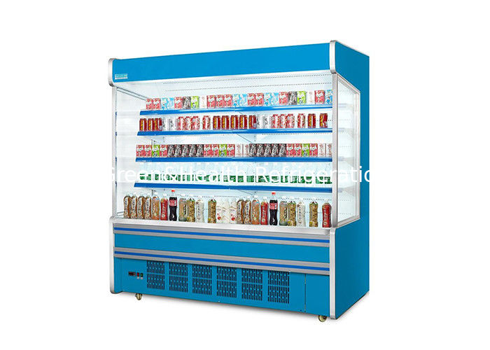 Multideck open koeler van roestvrij staal met energiebesparend nachtgordijn en automatische slimme ontdooiing voor supermarkten