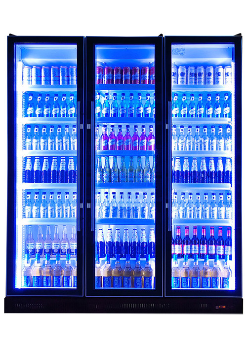 Ventilator Koeling Commercieel Display Chiller Meerdere glazen deuren Verblindend Zwart Drinks Display Koelkast