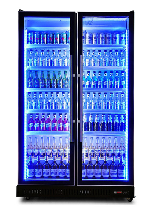 Ventilator Koeling Commercieel Display Chiller Meerdere glazen deuren Verblindend Zwart Drinks Display Koelkast