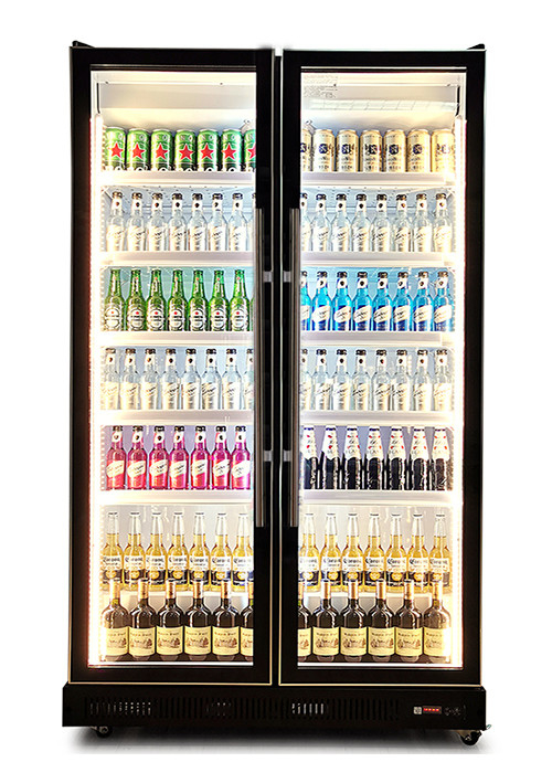 Ventilator Koeling Commercieel Display Chiller Meerdere glazen deuren Verblindend Zwart Drinks Display Koelkast