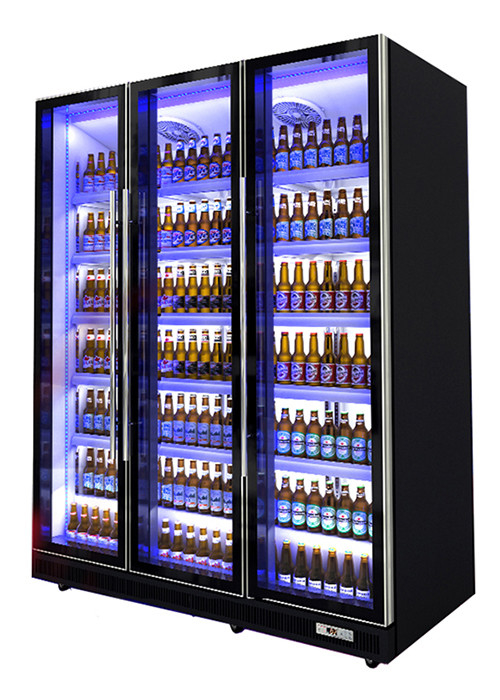 Ventilator Koeling Commercieel Display Chiller Meerdere glazen deuren Verblindend Zwart Drinks Display Koelkast
