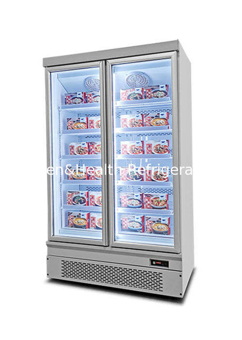 Commerciële displayvriezer met automatische ontdooiing van 1000 liter en ventilatorkoeling voor supermarkten