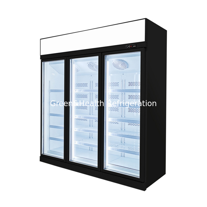 Ventilator koelsysteem 3 deuren Verticale glazen deur vriezer met Wanbao compressor