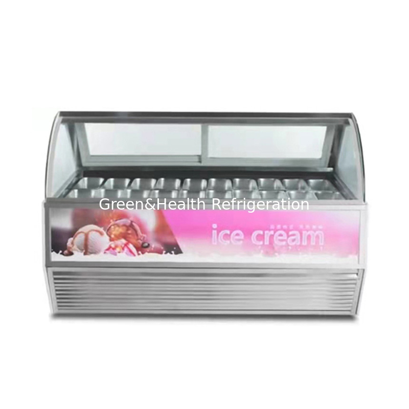 Aanpasbare kleur en grootte Gelato ijs display vriezer met 10 / 12 / 16 / 22 pannen