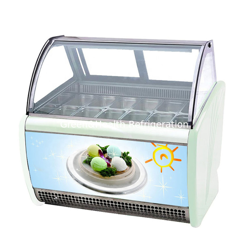 Aanpasbare kleur en grootte Gelato ijs display vriezer met 10 / 12 / 16 / 22 pannen