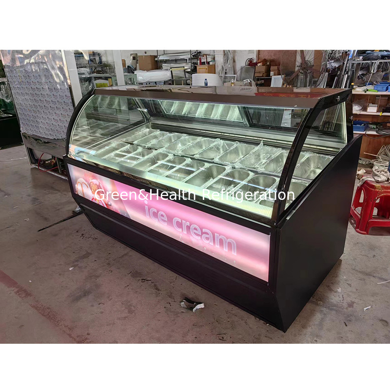 Aanpasbare kleur en grootte Gelato ijs display vriezer met 10 / 12 / 16 / 22 pannen