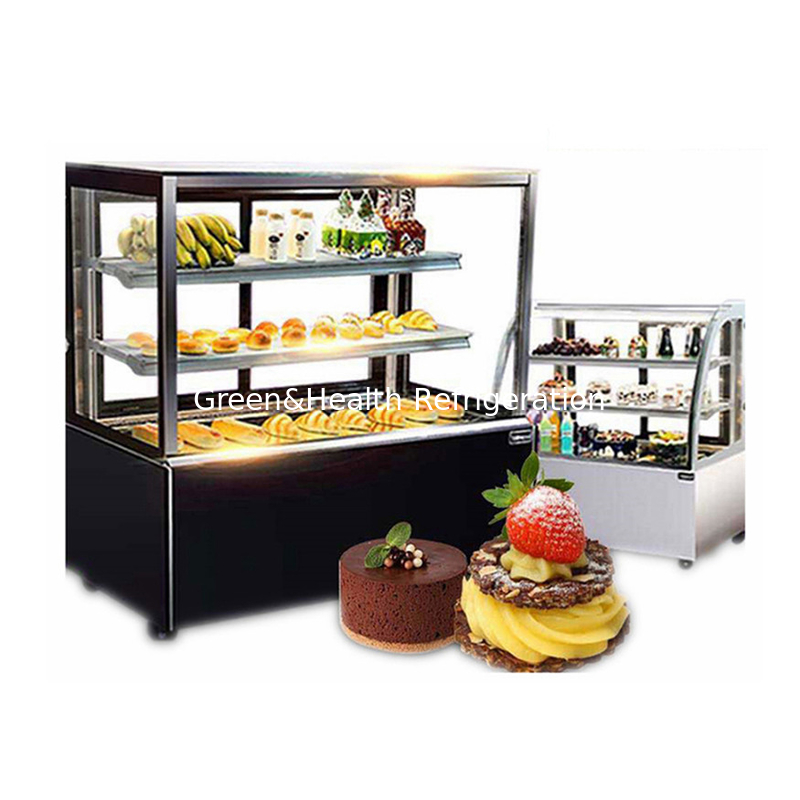 Marmeren basis 2 lagen dekken cake display vriezer voor slang sushi gebak display