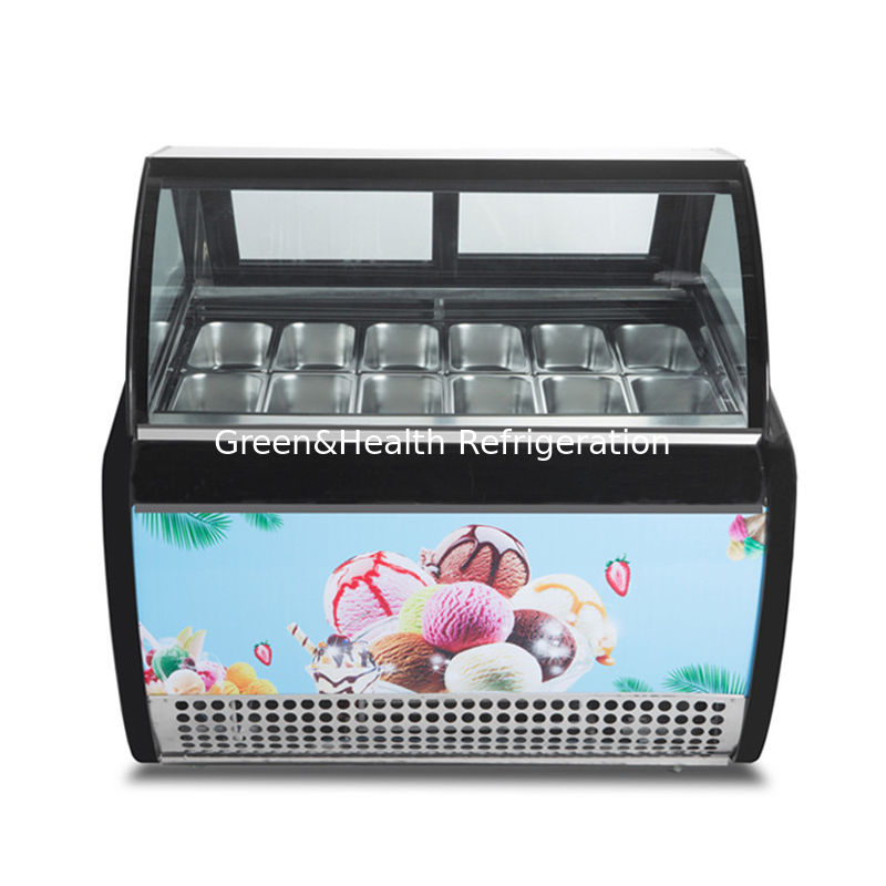 Gelato Display Freezer met anti-mist glas Danfoss Compressor en dynamische luchtkoeling