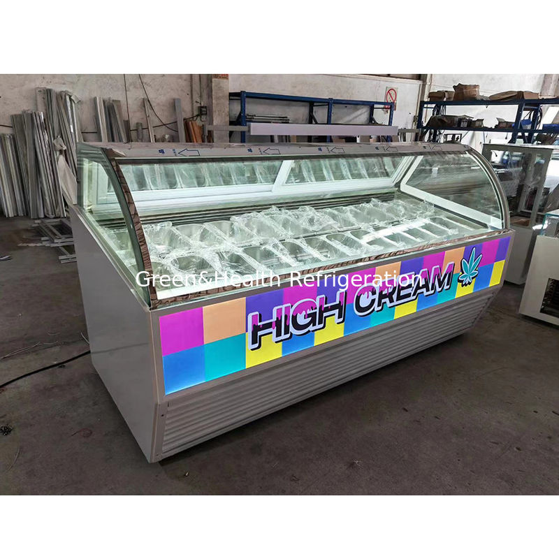 Gelato Display Freezer met anti-mist glas Danfoss Compressor en dynamische luchtkoeling