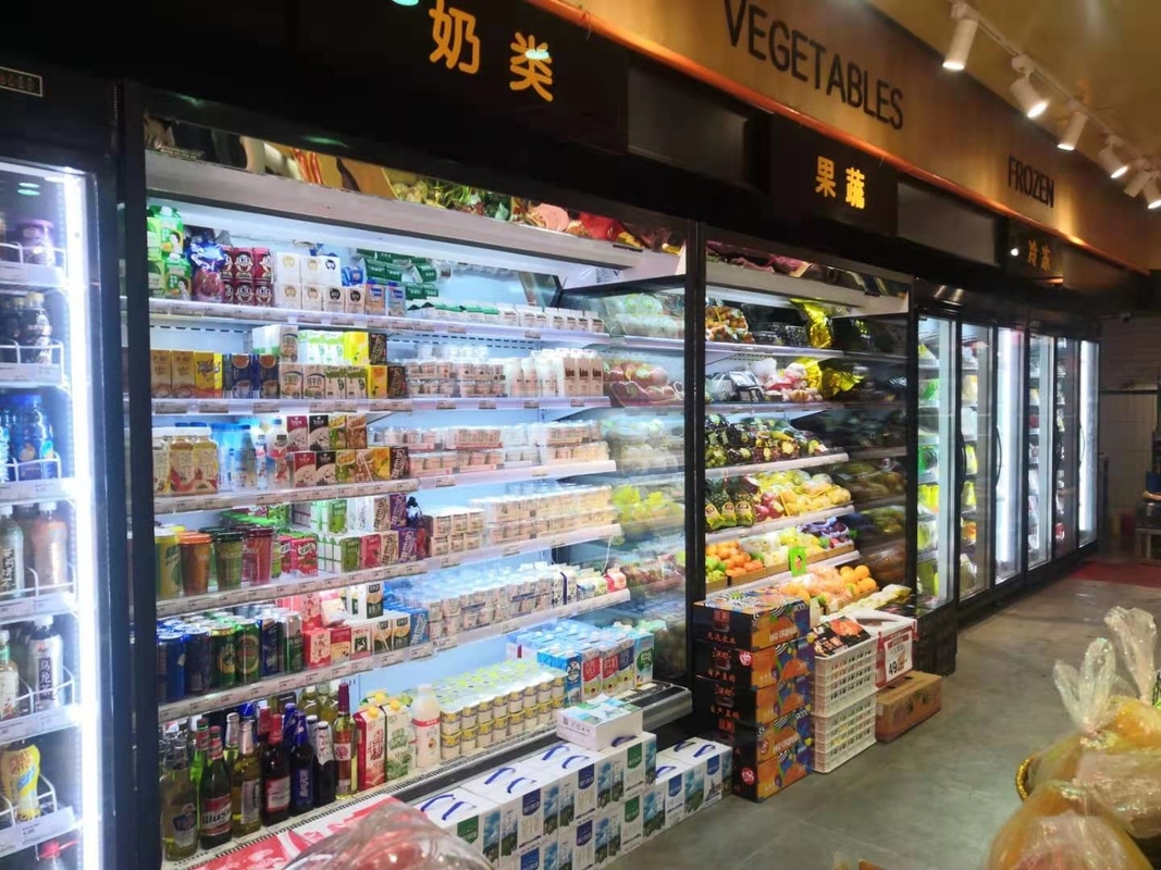 Plug-in type groentebeeldscherm koelkast Multideck Display Chiller Commerciële open kofferchiller