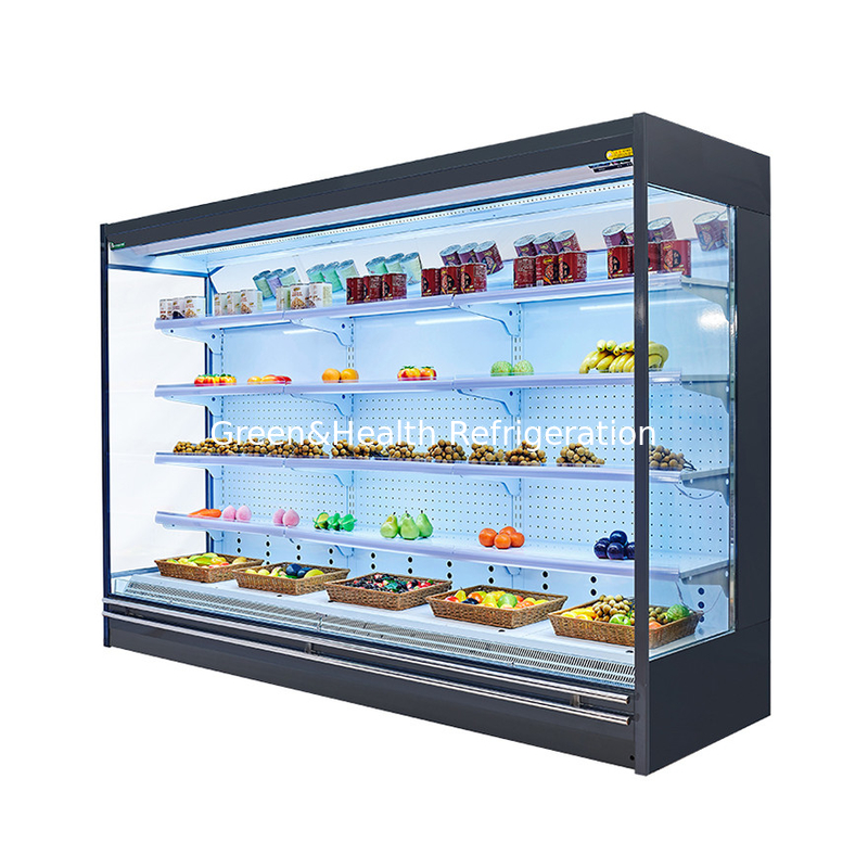 Energiebesparende glazen deuren met meerdere dekken open koelmachine voor supermarktprojecten