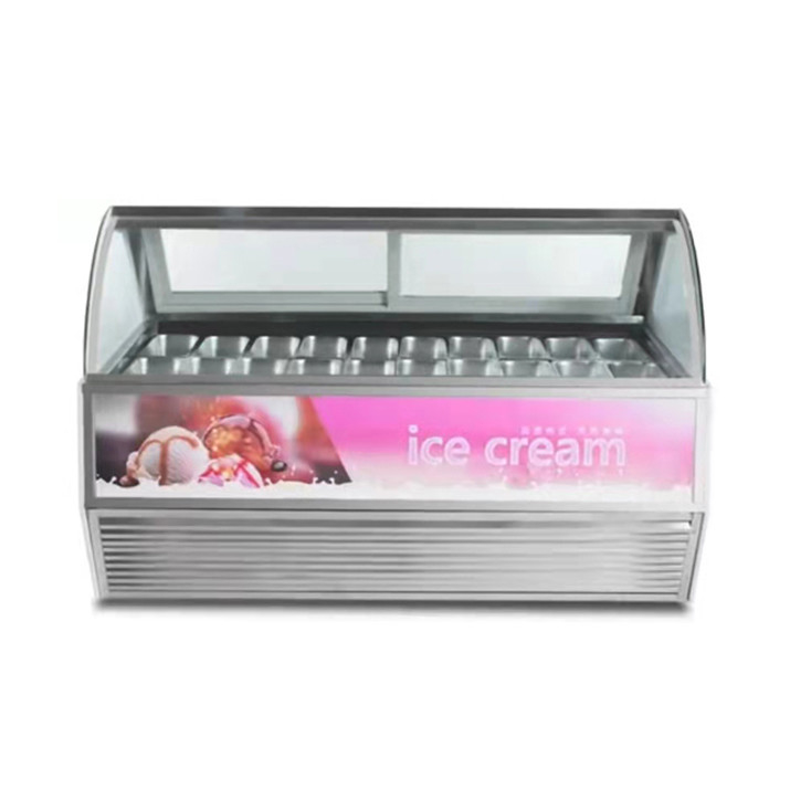 IJsshop / Convenience Store Commercieel roestvrij staal glas IJssopslag Display Freezer