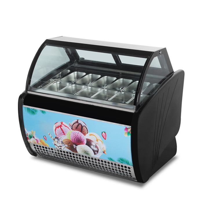 IJsshop / Convenience Store Commercieel roestvrij staal glas IJssopslag Display Freezer