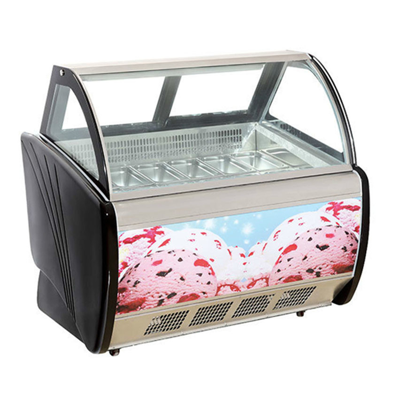 IJsshop / Convenience Store Commercieel roestvrij staal glas IJssopslag Display Freezer