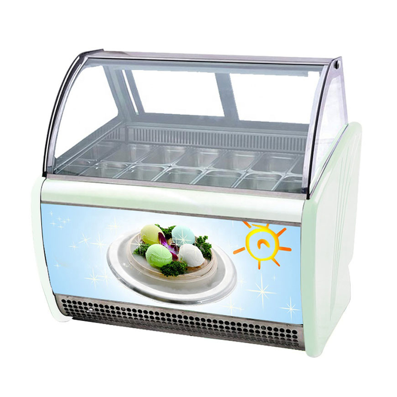 IJsshop / Convenience Store Commercieel roestvrij staal glas IJssopslag Display Freezer
