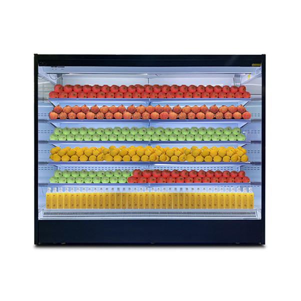 Meerdere lagen open type glas roestvrij staal luchtgordijnkas met lotuszaden en LED
