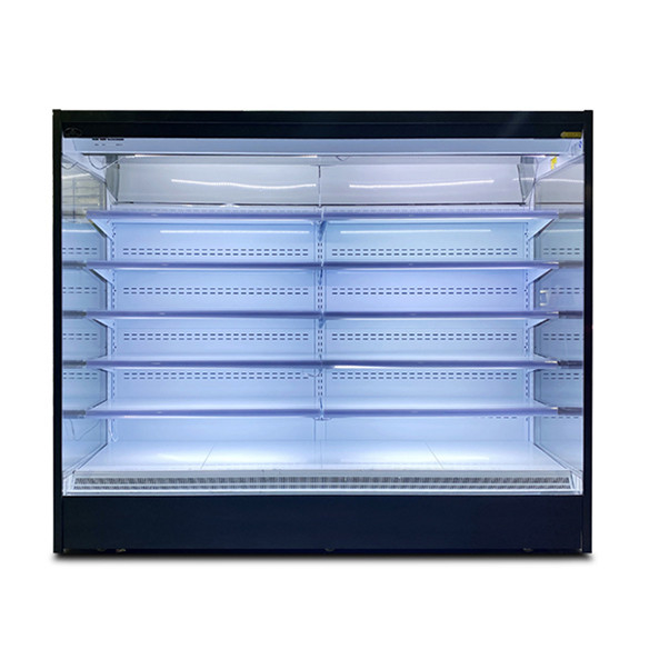 Meerdere lagen open type glas roestvrij staal luchtgordijnkas met lotuszaden en LED