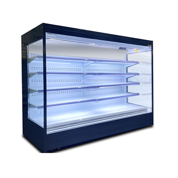 Meerdere lagen open type glas roestvrij staal luchtgordijnkas met lotuszaden en LED