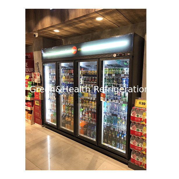 Commerciële supermarkt / winkel Twee / Drie glazen deuren Economie koelkast Display koelkast