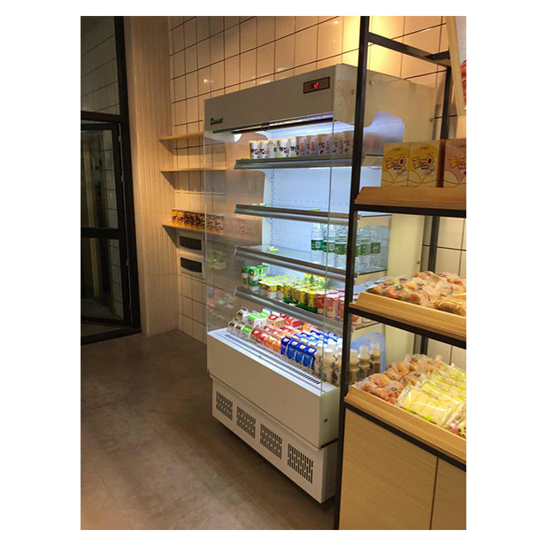 Commerciële kleine opslagplaats Open type koelgasluchtschermkas In gemak winkels / kleine winkels