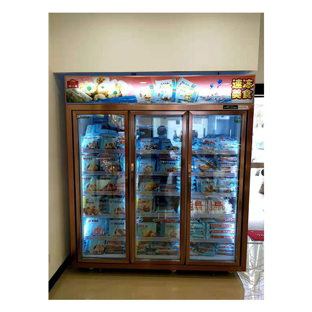 Commerciële supermarkt / winkel Drie glazen deuren Economie Koelkast Display Freezer
