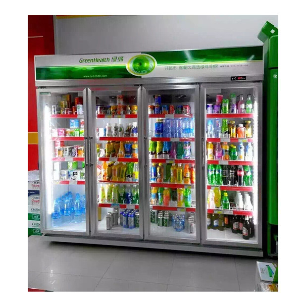 Commerciële supermarkt / winkel Drie glazen deuren Economie Koelkast Display Freezer