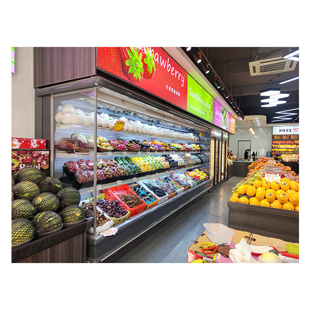 Grote commerciële groenten en fruit koelplaat Open kast