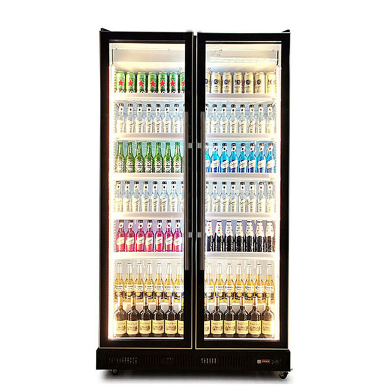 Supermarkt Commerciële Twee glazen deuren Meerdere verstelbare LED-lampen Drankvertoning Vrieskas