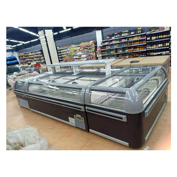 Commerciële supermarkt Grote horizontale schuifdeur Hoogwaardige koelplaat Kasten vriezer