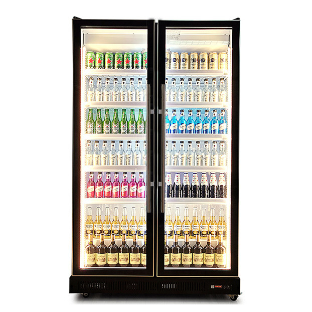 Twee glazen deuren Commerciële meerdere LED-lampen Drank / Liquor koelplaat koelkast