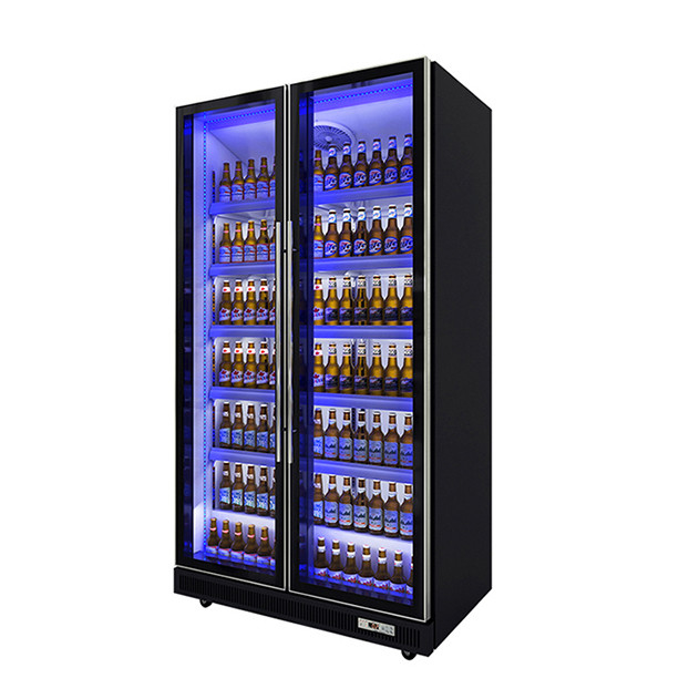 Twee glazen deuren Commerciële meerdere LED-lampen Drank / Liquor koelplaat koelkast