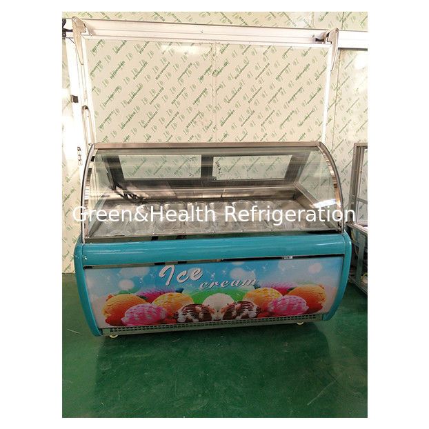 Fabriek Direct gebogen glas 16 bak ijs display vriezer met verstelbare thermostaat