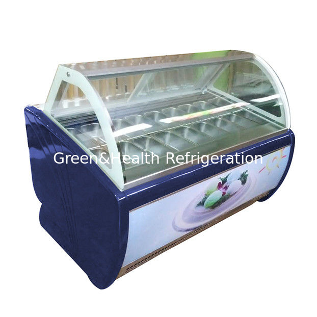 Fabriek Direct gebogen glas 16 bak ijs display vriezer met verstelbare thermostaat