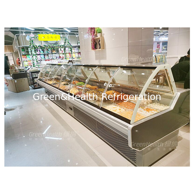 Donkergrijzige voor- en achterkant gebogen glas Kookvoedsel koelkast Display Kookvoedsel vriezer