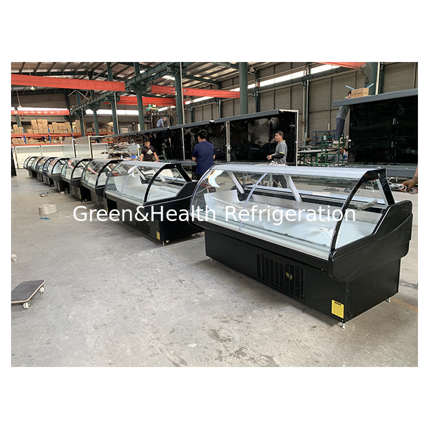 Donkergrijzige voor- en achterkant gebogen glas Kookvoedsel koelkast Display Kookvoedsel vriezer