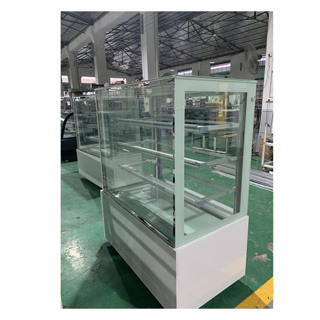 Witte/zwarte rechthoekige multi-laag plank Glas roestvrij staal cake koelkast Display Freezer